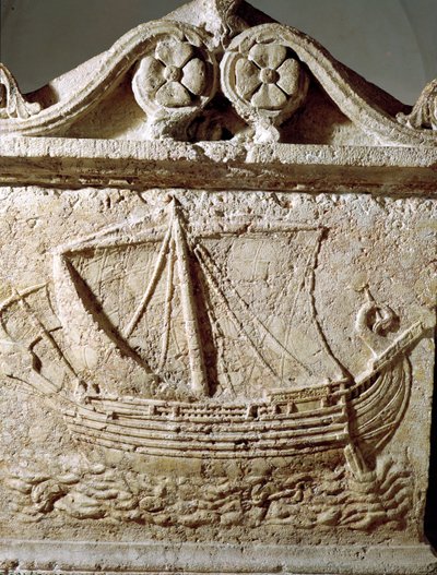 Detalle del Sarcófago del Barco, de Sidón de Phoenician